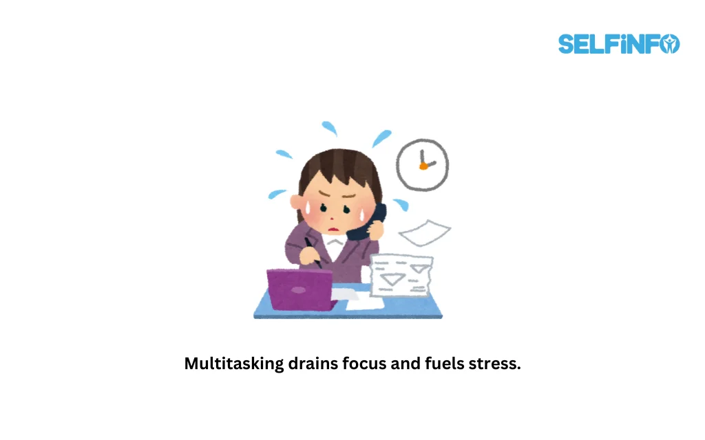 Multitasking drains focus and fuels stress.